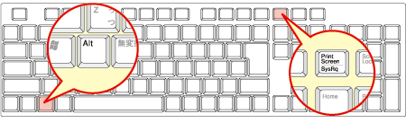 キーボードの「Alt」を押したまま「PrintScreen」を押す